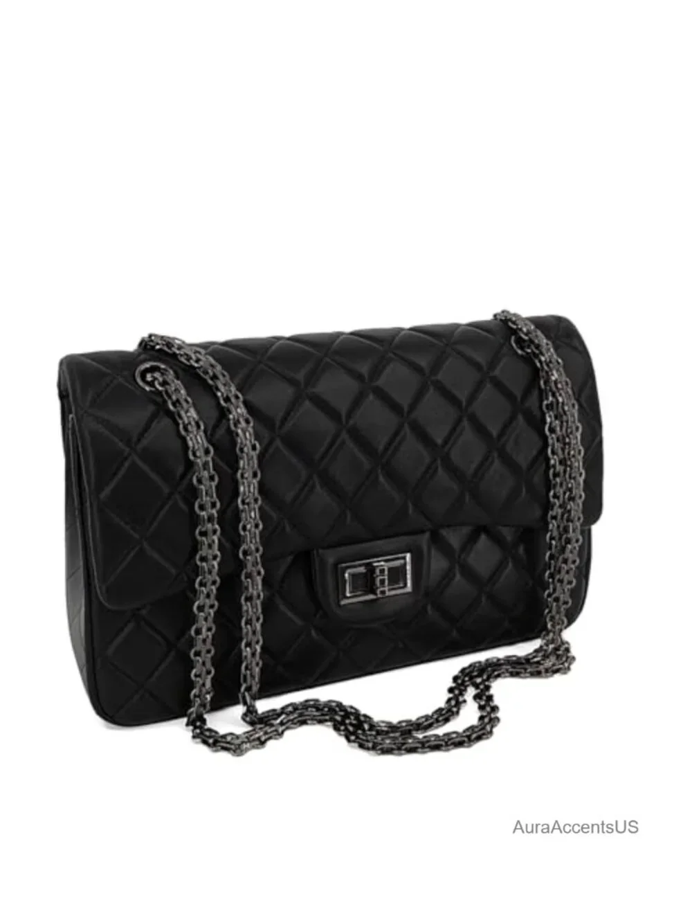 Quilted Lambskin Leather Crossbody Bag with Adjustable Chain Strap Flap Purse